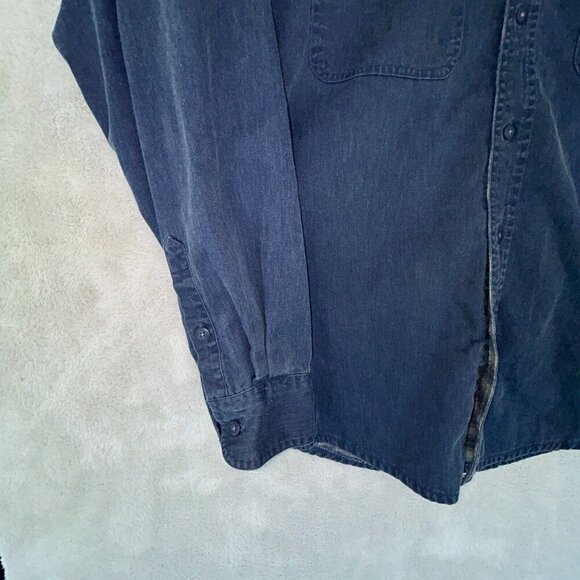 Cabelas Blue Heavy Duck Canvas Flannel Lined Chore Jacket Mens L Reg 100% Cotton - Picture 3 of 7